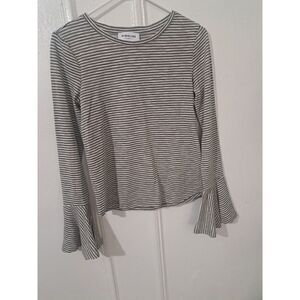 Highline Collective Womens Small Gray Longsleeve bell Tshirt Stripe spring Top